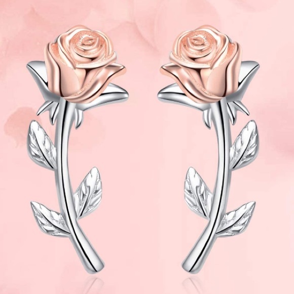 Enchanted Rose Beauty and the Beast Earrings - Picture 1 of 7